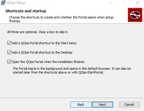 QOps setup: shortcuts and startup